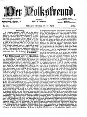 Der Volksfreund Sonntag 19. April 1874