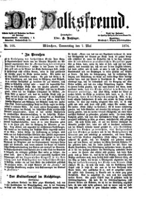 Der Volksfreund Donnerstag 7. Mai 1874