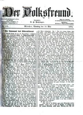 Der Volksfreund Dienstag 19. Mai 1874