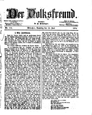 Der Volksfreund Samstag 13. Juni 1874