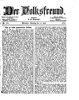 Der Volksfreund Sonntag 14. Juni 1874