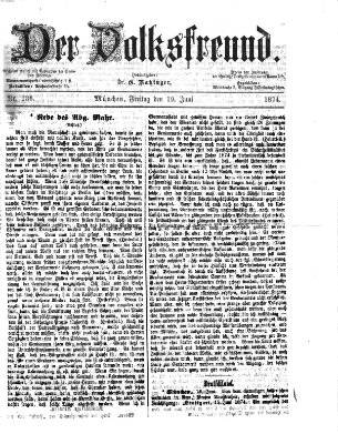 Der Volksfreund Freitag 19. Juni 1874