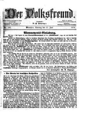 Der Volksfreund Sonntag 21. Juni 1874