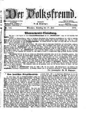 Der Volksfreund Samstag 27. Juni 1874