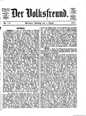 Der Volksfreund Dienstag 4. August 1874