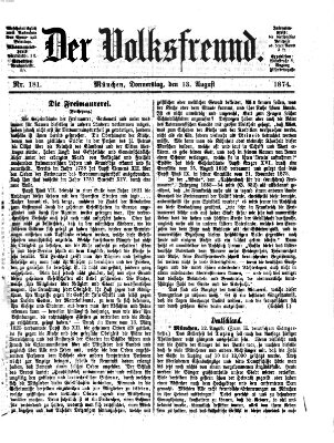 Der Volksfreund Donnerstag 13. August 1874