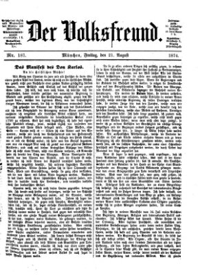 Der Volksfreund Freitag 21. August 1874