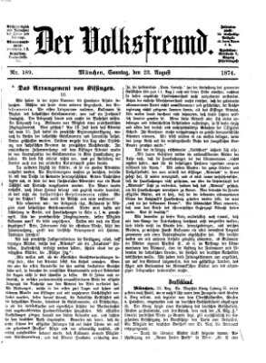 Der Volksfreund Sonntag 23. August 1874