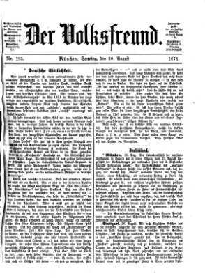 Der Volksfreund Sonntag 30. August 1874