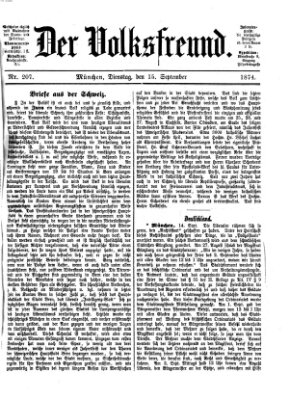 Der Volksfreund Dienstag 15. September 1874