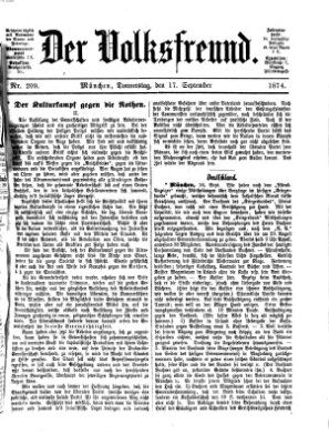 Der Volksfreund Donnerstag 17. September 1874