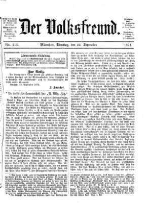 Der Volksfreund Dienstag 22. September 1874