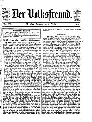 Der Volksfreund Samstag 3. Oktober 1874