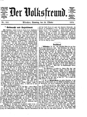 Der Volksfreund Samstag 24. Oktober 1874