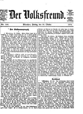 Der Volksfreund Freitag 30. Oktober 1874