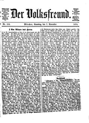 Der Volksfreund Samstag 7. November 1874