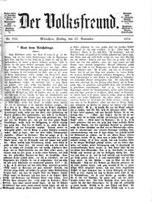 Der Volksfreund Freitag 27. November 1874