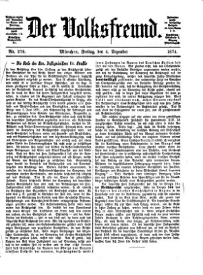 Der Volksfreund Freitag 4. Dezember 1874