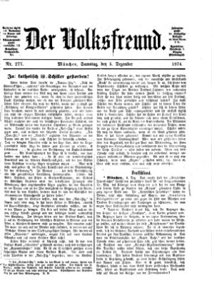 Der Volksfreund Samstag 5. Dezember 1874