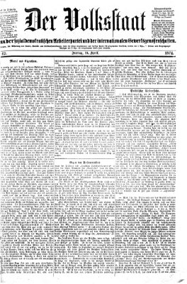 Der Volksstaat Freitag 24. April 1874