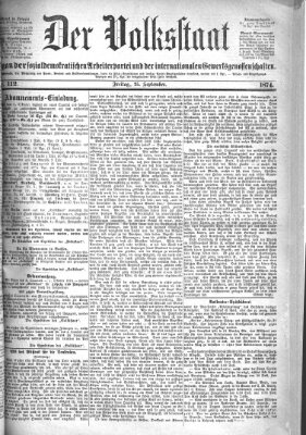 Der Volksstaat Freitag 25. September 1874