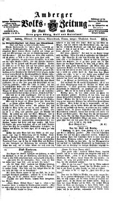 Amberger Volks-Zeitung für Stadt und Land Mittwoch 18. Februar 1874