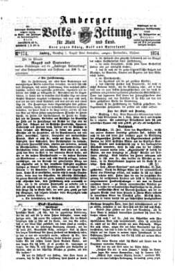 Amberger Volks-Zeitung für Stadt und Land Samstag 1. August 1874