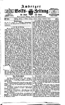 Amberger Volks-Zeitung für Stadt und Land Freitag 2. Oktober 1874