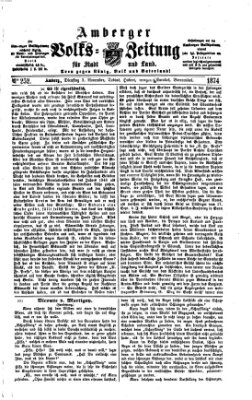 Amberger Volks-Zeitung für Stadt und Land Dienstag 3. November 1874