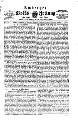 Amberger Volks-Zeitung für Stadt und Land Donnerstag 5. November 1874