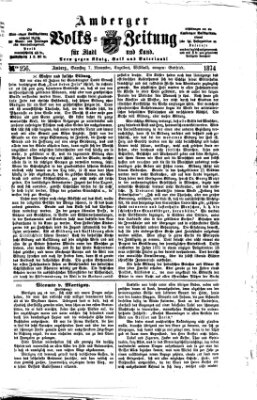 Amberger Volks-Zeitung für Stadt und Land Samstag 7. November 1874