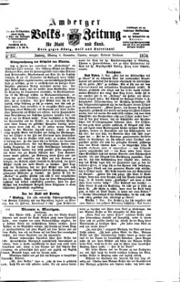 Amberger Volks-Zeitung für Stadt und Land Montag 9. November 1874