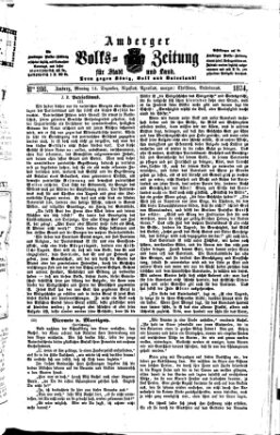 Amberger Volks-Zeitung für Stadt und Land Montag 14. Dezember 1874