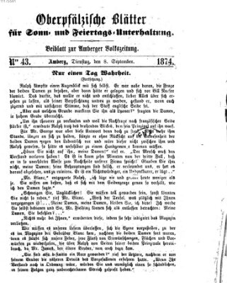 Oberpfälzische Blätter für Sonn- und Feiertags-Unterhaltung (Amberger Volks-Zeitung für Stadt und Land) Dienstag 8. September 1874