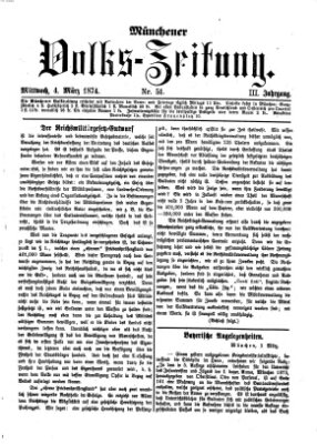 Münchener Volks-Zeitung (Neue freie Volks-Zeitung) Mittwoch 4. März 1874