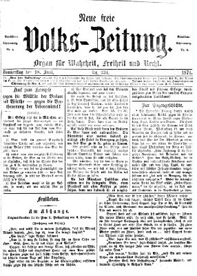 Neue freie Volks-Zeitung Donnerstag 18. Juni 1874