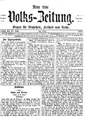 Neue freie Volks-Zeitung Samstag 18. Juli 1874