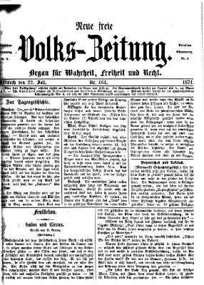 Neue freie Volks-Zeitung Mittwoch 22. Juli 1874