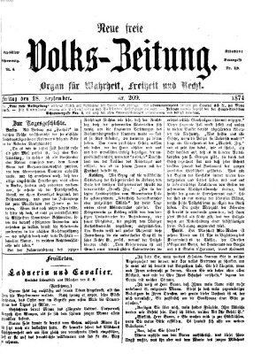 Neue freie Volks-Zeitung Freitag 18. September 1874