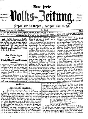 Neue freie Volks-Zeitung Donnerstag 8. Oktober 1874