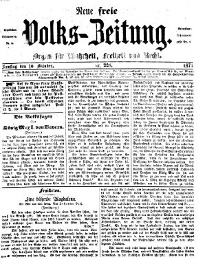 Neue freie Volks-Zeitung Samstag 10. Oktober 1874