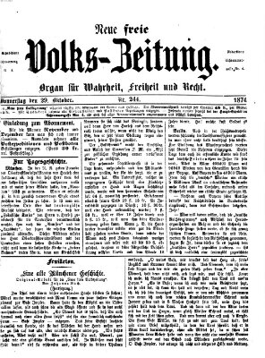 Neue freie Volks-Zeitung Donnerstag 29. Oktober 1874