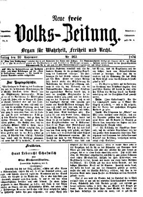 Neue freie Volks-Zeitung Freitag 20. November 1874