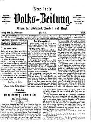 Neue freie Volks-Zeitung Sonntag 29. November 1874