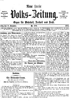 Neue freie Volks-Zeitung Freitag 18. Dezember 1874