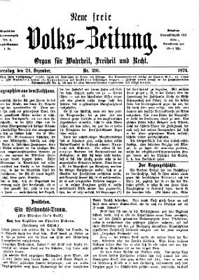 Neue freie Volks-Zeitung Donnerstag 24. Dezember 1874