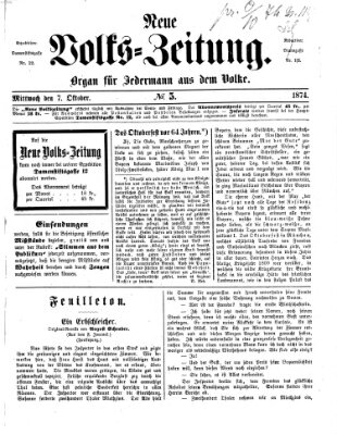 Neue Volks-Zeitung Mittwoch 7. Oktober 1874