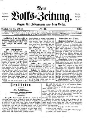 Neue Volks-Zeitung Dienstag 27. Oktober 1874