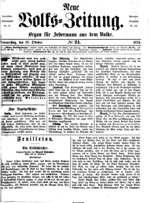 Neue Volks-Zeitung Donnerstag 29. Oktober 1874