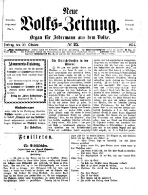 Neue Volks-Zeitung Freitag 30. Oktober 1874